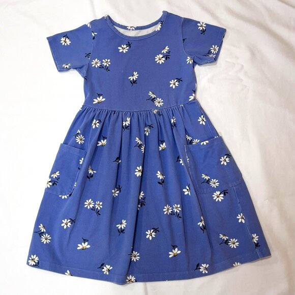 Quince Girls Blue Daisy Pocket Dress Size 6Y - Picture 1 of 3